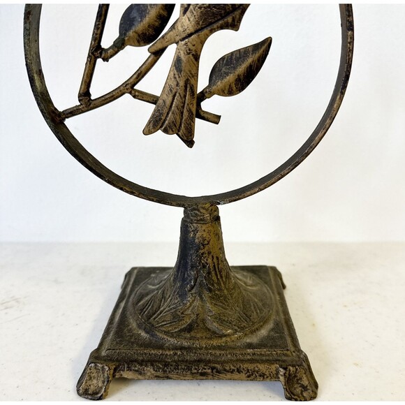 Vtg Metal‎ Bird Piller Candle Distressed Stick Holder Farmhouse Bird Lover Decor - Picture 4 of 8